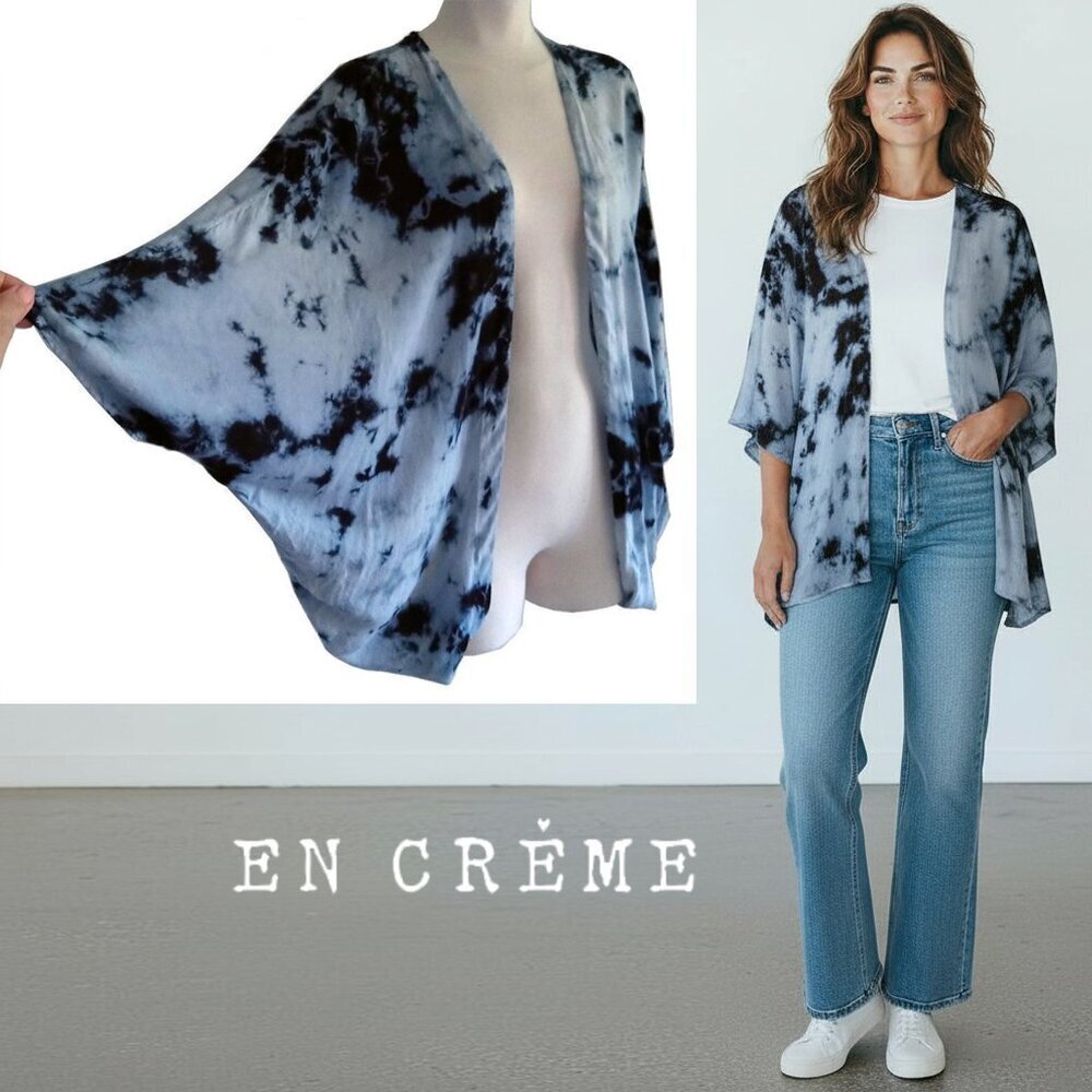 EN CREME Tie Dye Boho Kimono Shawl Oversized Comfy Cardigan Size S